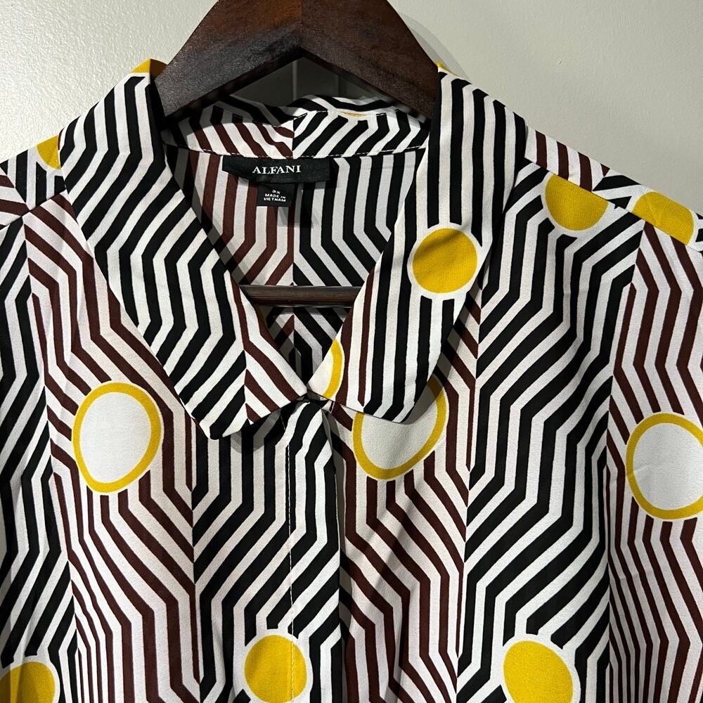 Alfani Artsty Geo Collared Button Down A Line Career Blouse | Women's Size 3X - Picture 2 of 9